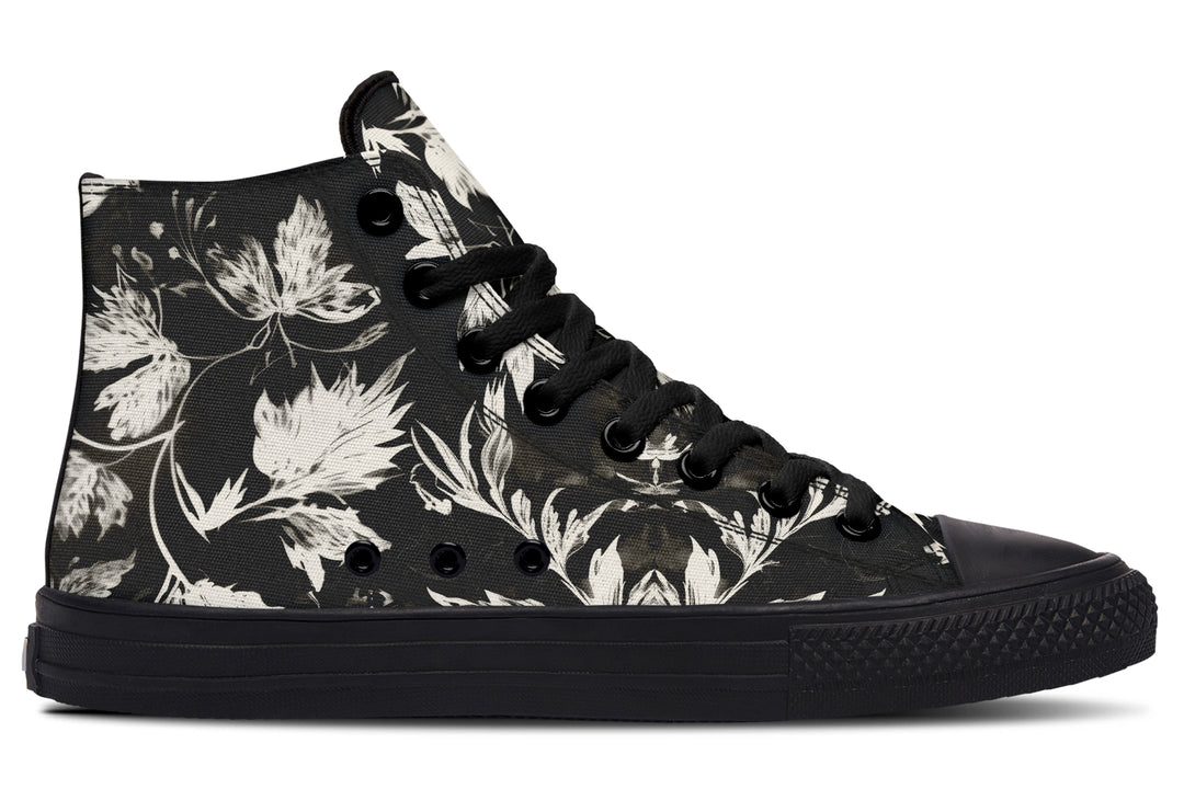 Black Faded Leaves High Tops
