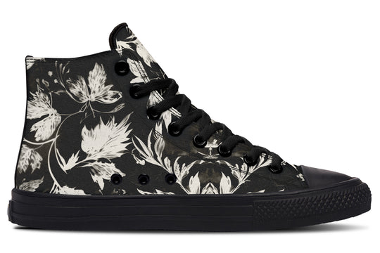 Black Faded Leaves High Tops