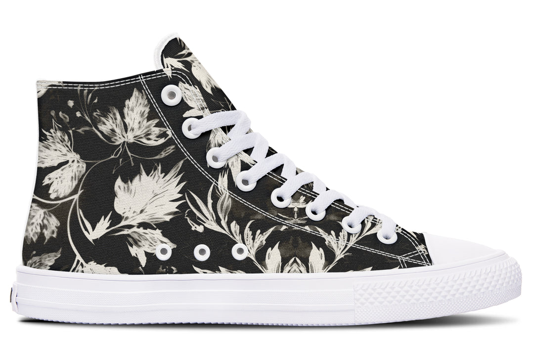 Black Faded Leaves High Tops