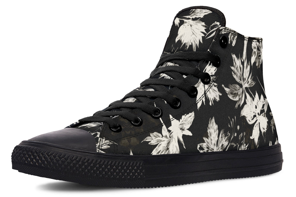 Black Faded Leaves High Tops
