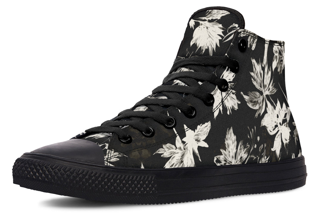 Black Faded Leaves High Tops