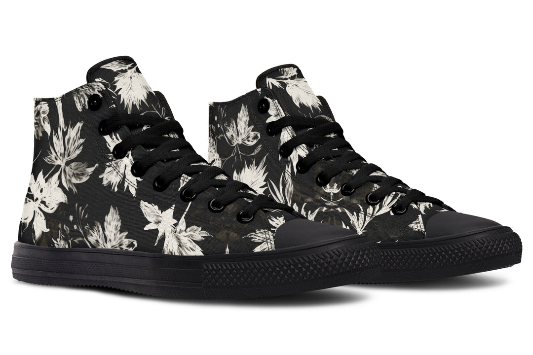 Black Faded Leaves High Tops