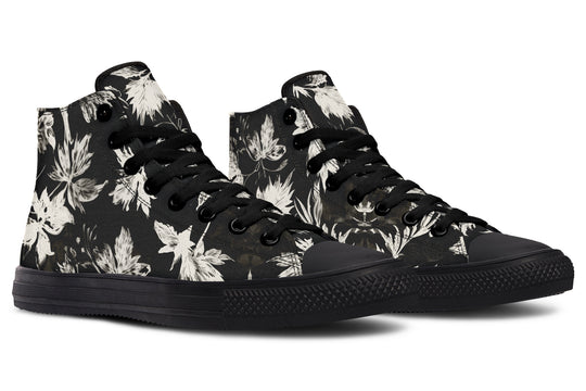 Black Faded Leaves High Tops