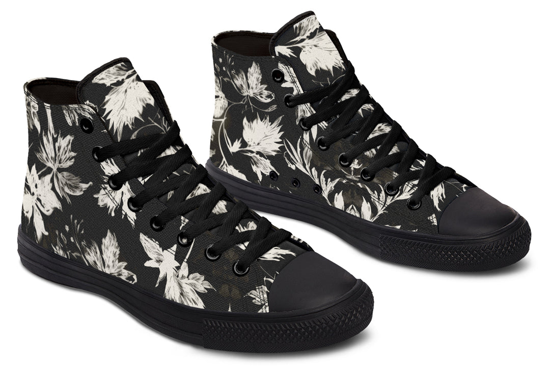 Black Faded Leaves High Tops