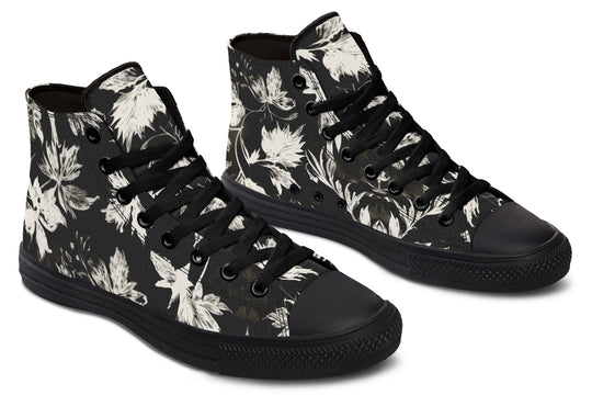 Black Faded Leaves High Tops