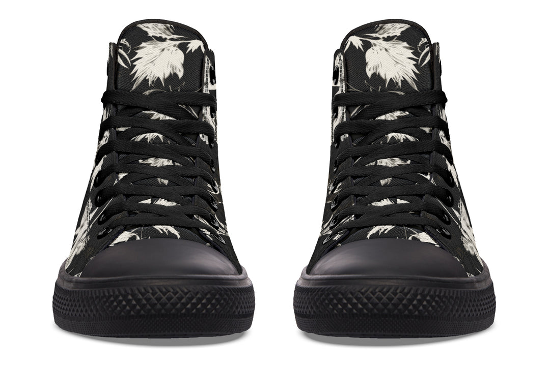 Black Faded Leaves High Tops