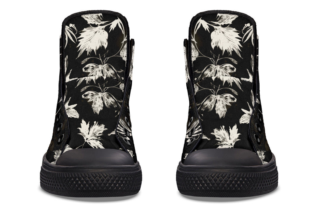 Black Faded Leaves High Tops