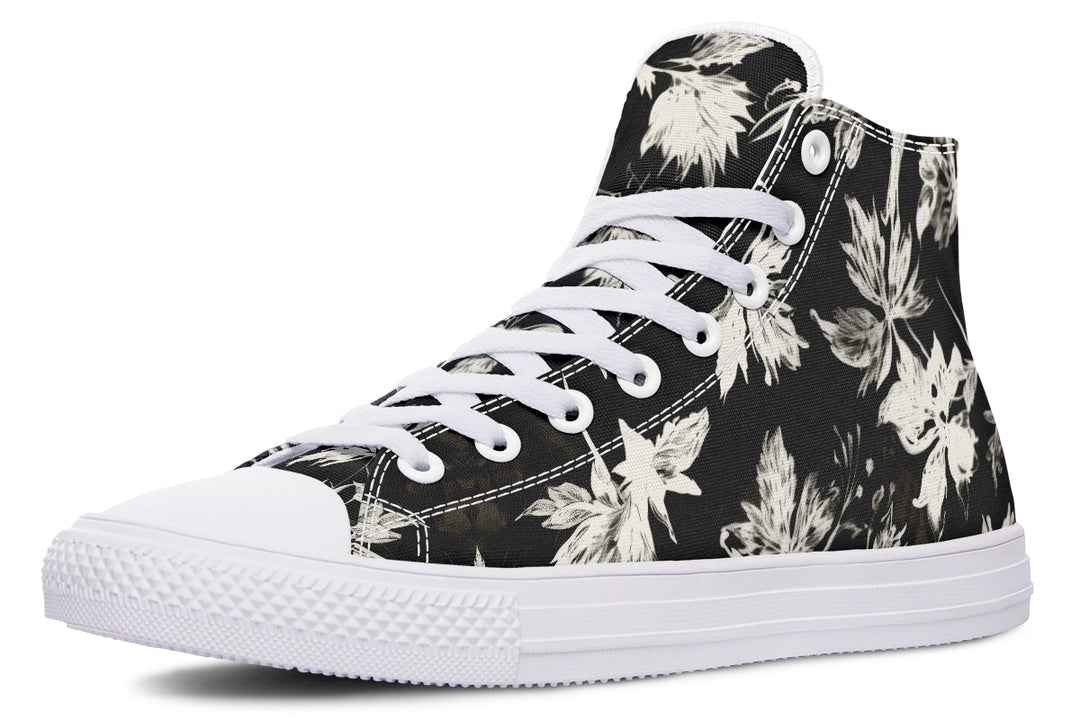 Black Faded Leaves High Tops