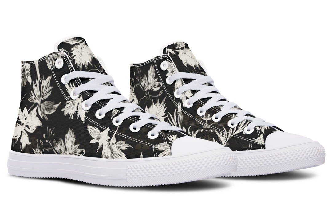 Black Faded Leaves High Tops