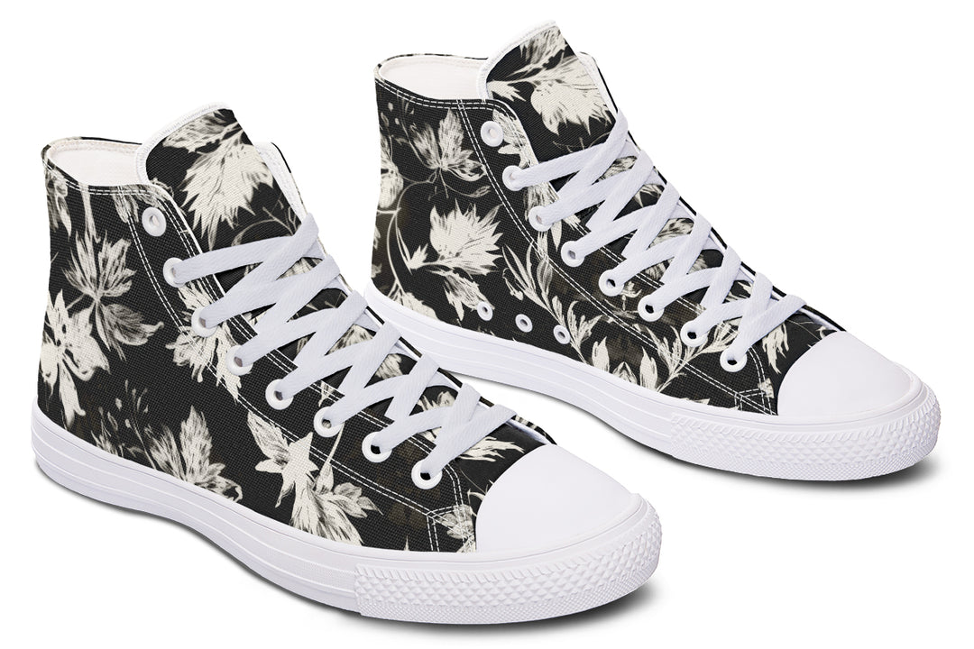 Black Faded Leaves High Tops