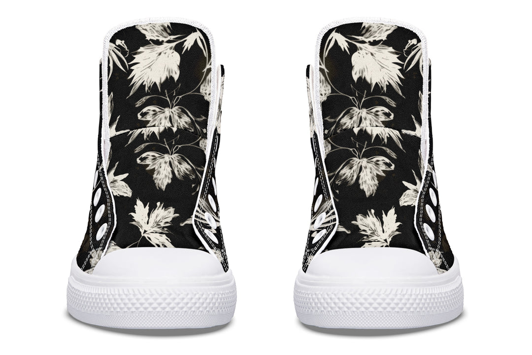 Black Faded Leaves High Tops
