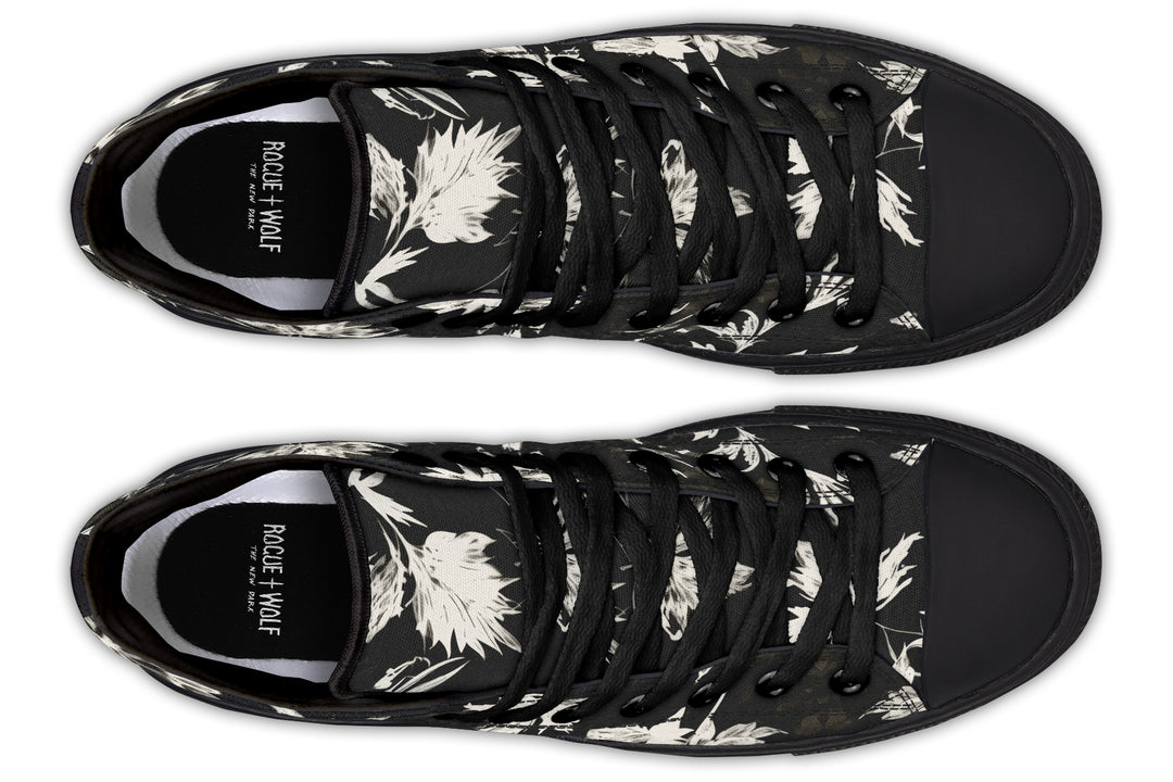 Black Faded Leaves High Tops