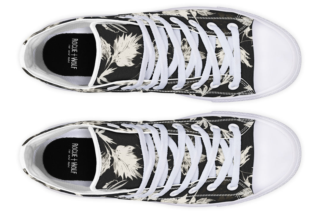 Black Faded Leaves High Tops