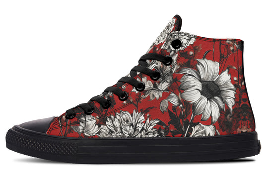 Bloodflower High Tops - Classic Premium Canvas Shoes with Comfortable and Durable Soles