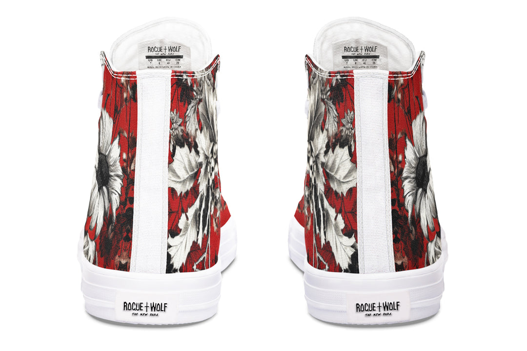 Bloodflower High Tops - Classic Premium Canvas Shoes with Comfortable and Durable Soles