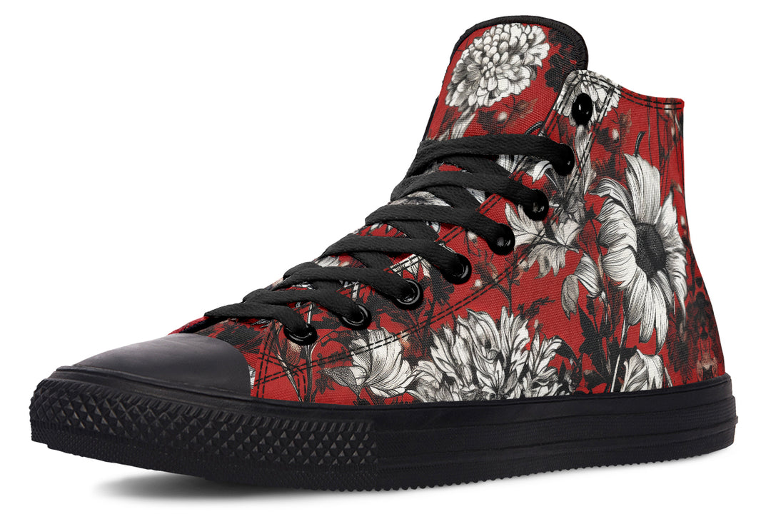 Bloodflower High Tops - Classic Premium Canvas Shoes with Comfortable and Durable Soles