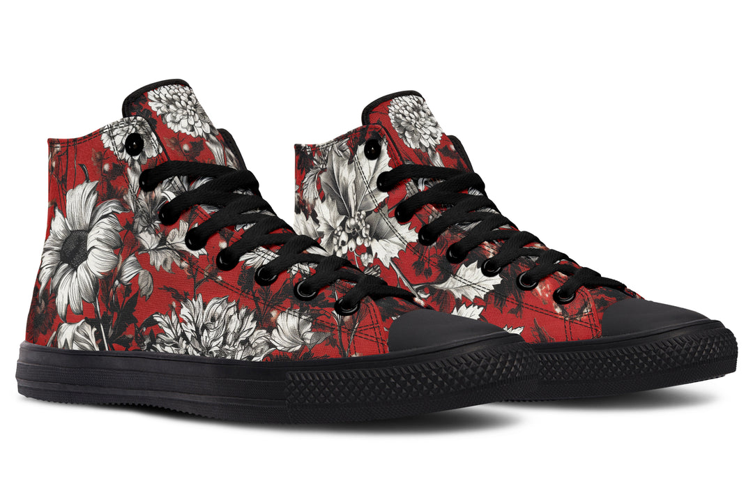 Bloodflower High Tops - Classic Premium Canvas Shoes with Comfortable and Durable Soles