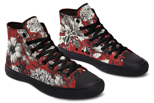 Bloodflower High Tops - Classic Premium Canvas Shoes with Comfortable and Durable Soles