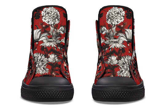 Bloodflower High Tops - Classic Premium Canvas Shoes with Comfortable and Durable Soles