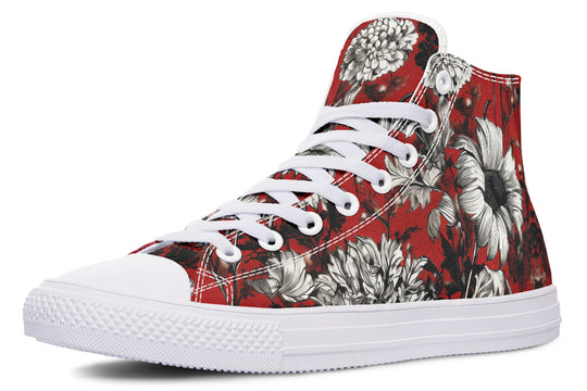 Bloodflower High Tops - Classic Premium Canvas Shoes with Comfortable and Durable Soles