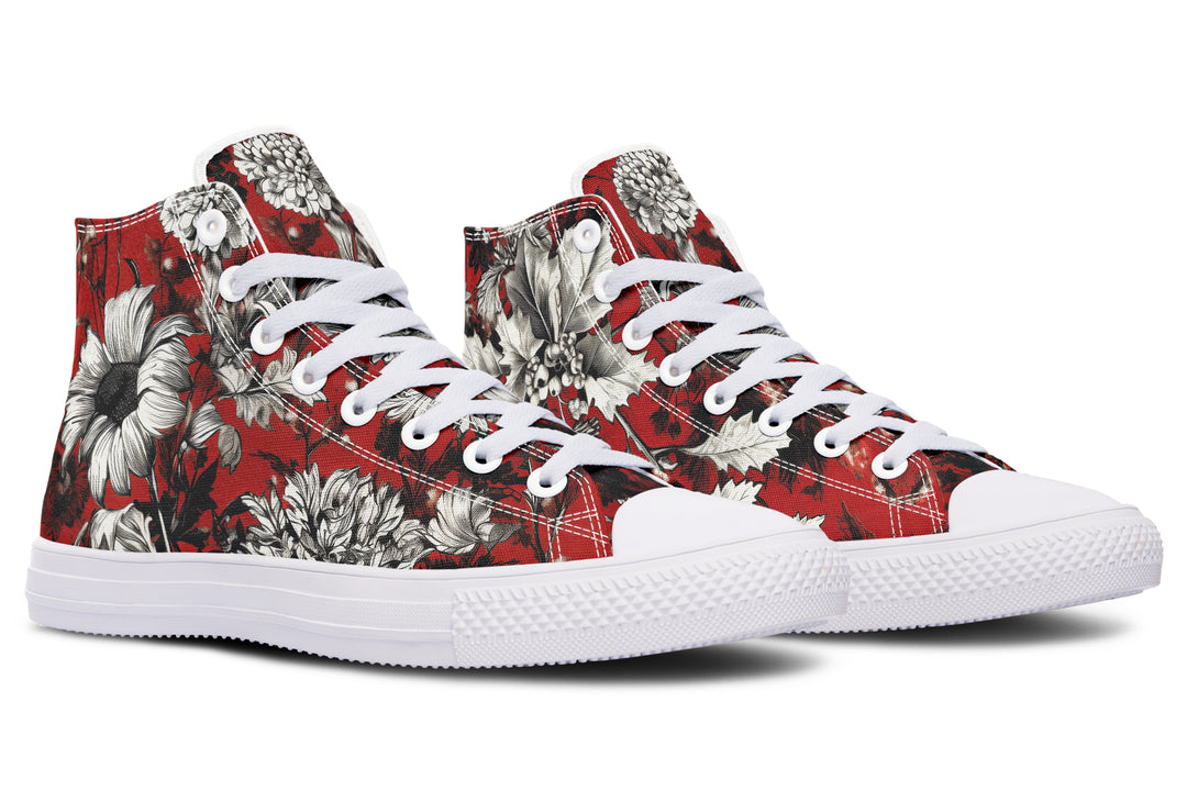 Bloodflower High Tops - Classic Premium Canvas Shoes with Comfortable and Durable Soles