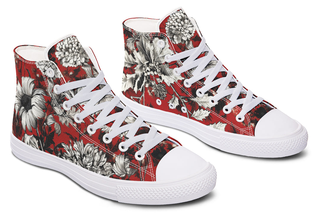 Bloodflower High Tops - Classic Premium Canvas Shoes with Comfortable and Durable Soles