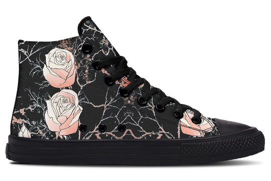 Blush Kintsugi Rose High Tops - Classic Premium Canvas Shoes with Comfortable and Durable Soles