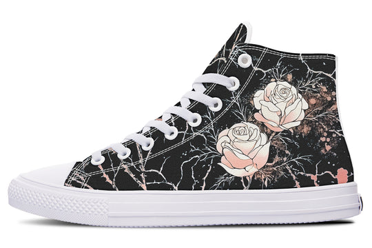 Blush Kintsugi Rose High Tops - Classic Premium Canvas Shoes with Comfortable and Durable Soles