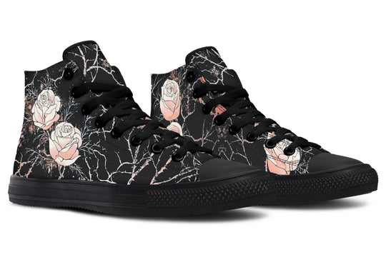 Blush Kintsugi Rose High Tops - Classic Premium Canvas Shoes with Comfortable and Durable Soles