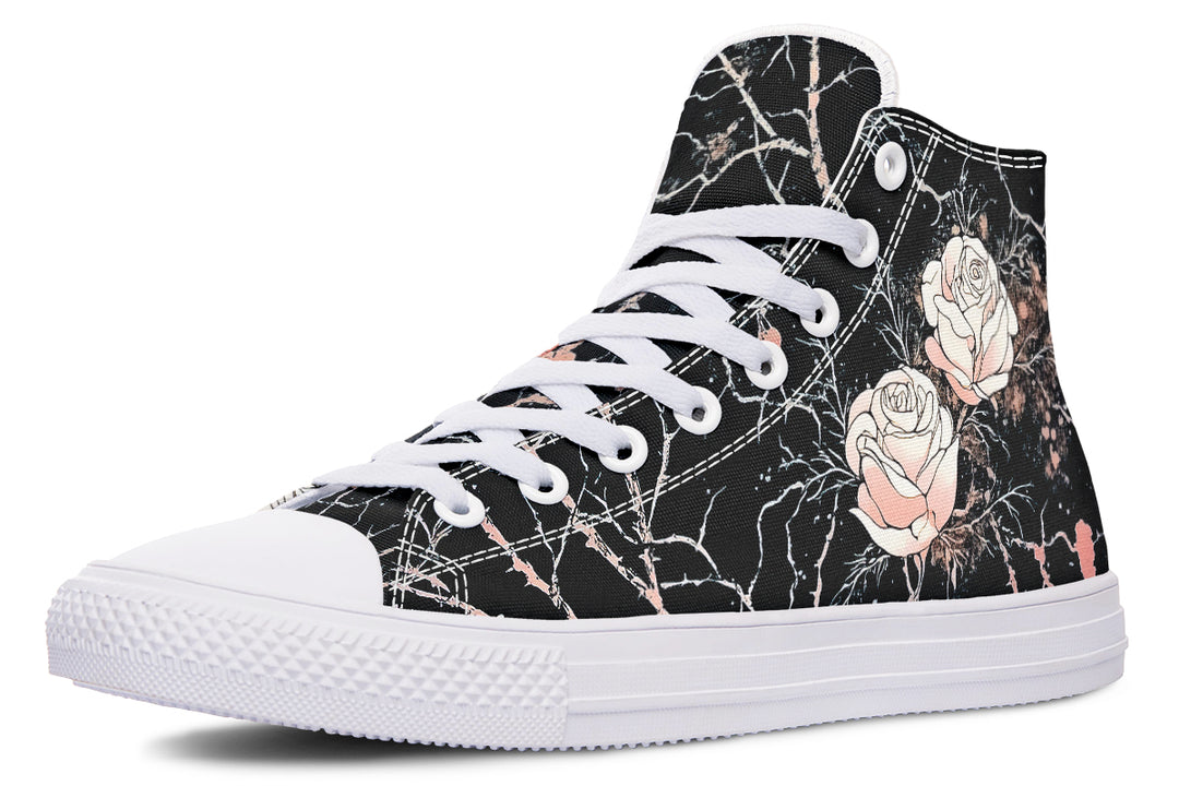 Blush Kintsugi Rose High Tops - Classic Premium Canvas Shoes with Comfortable and Durable Soles