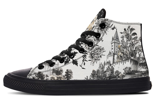 Castle in Bloom High Tops - Classic Premium Canvas Shoes with Comfortable and Durable Soles