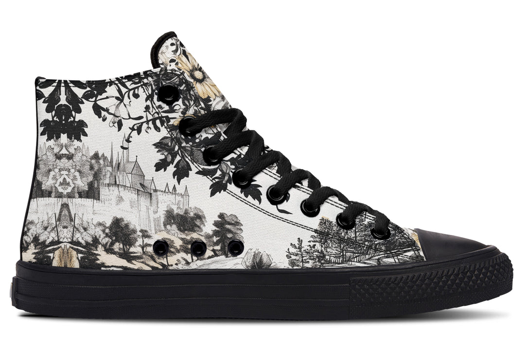 Castle in Bloom High Tops - Classic Premium Canvas Shoes with Comfortable and Durable Soles