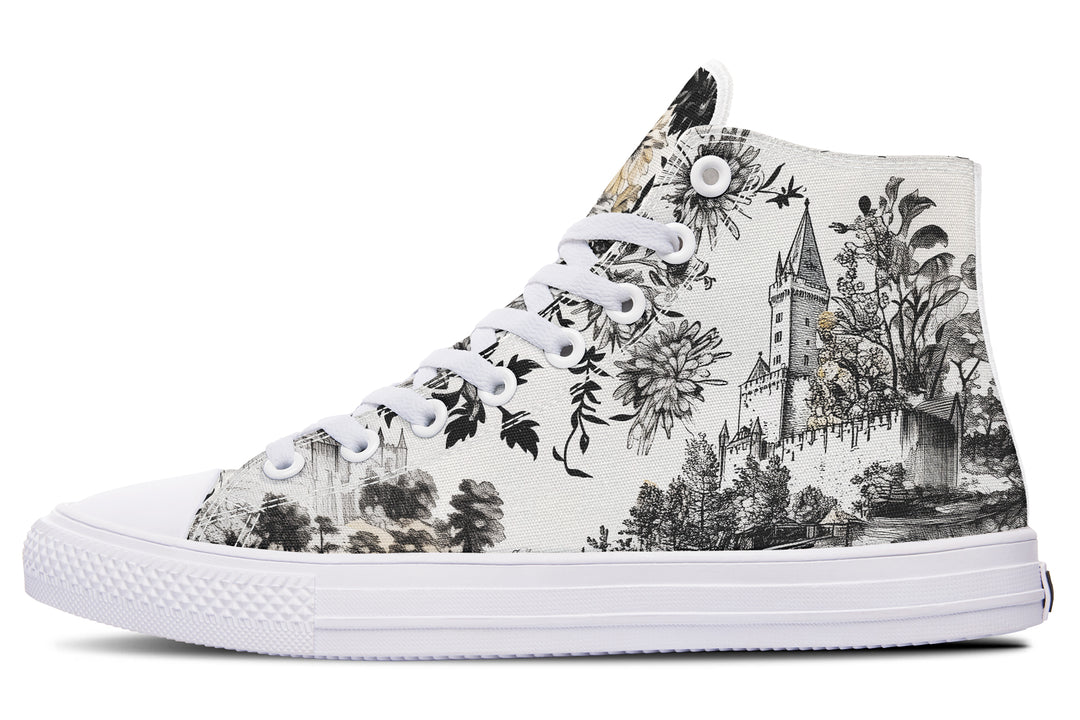 Castle in Bloom High Tops - Classic Premium Canvas Shoes with Comfortable and Durable Soles