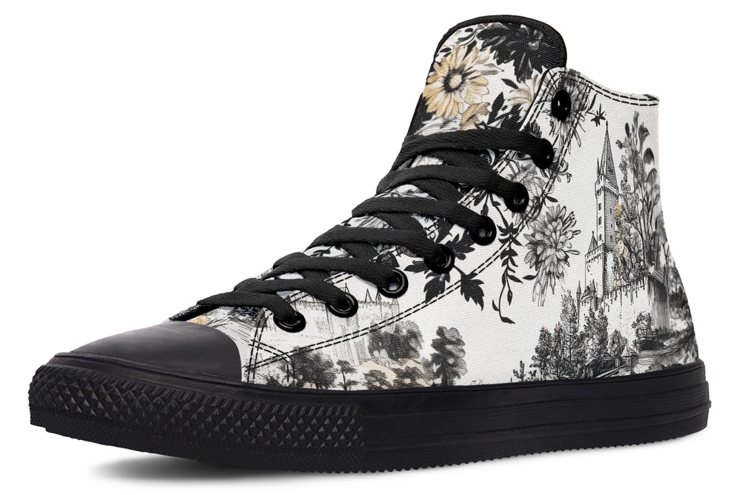 Castle in Bloom High Tops - Classic Premium Canvas Shoes with Comfortable and Durable Soles