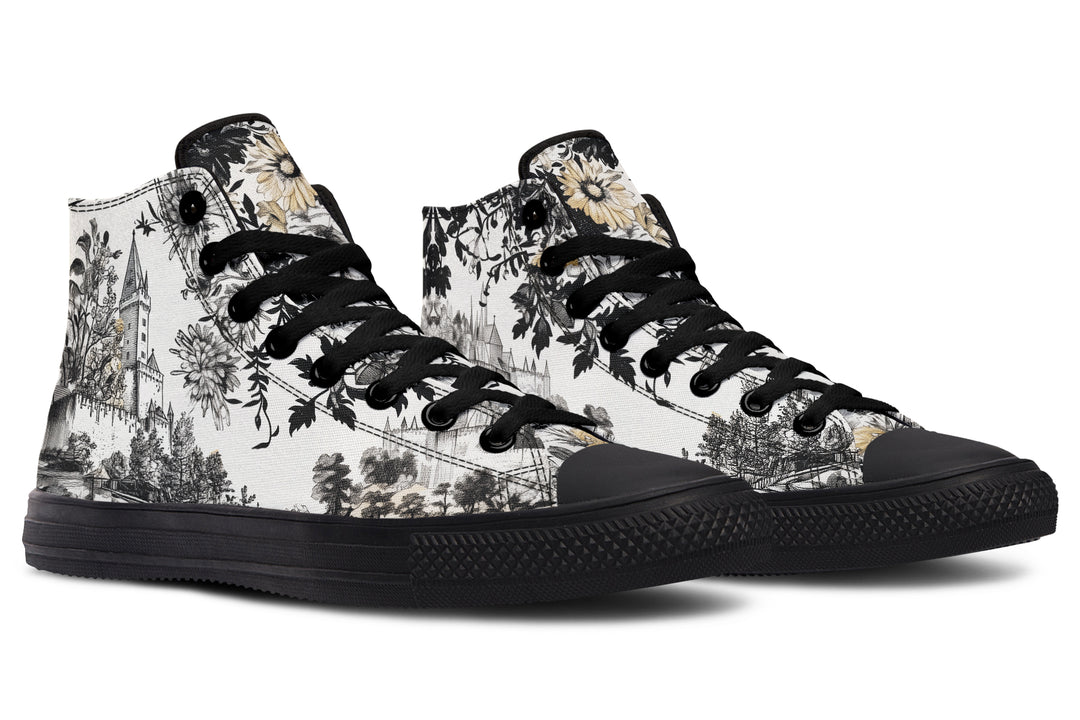 Castle in Bloom High Tops - Classic Premium Canvas Shoes with Comfortable and Durable Soles