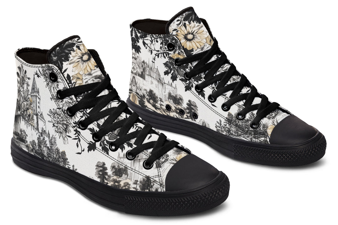 Castle in Bloom High Tops - Classic Premium Canvas Shoes with Comfortable and Durable Soles