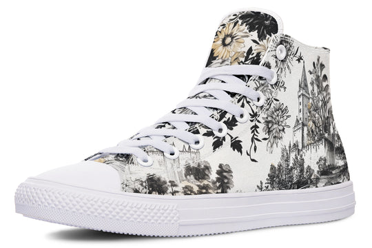 Castle in Bloom High Tops - Classic Premium Canvas Shoes with Comfortable and Durable Soles