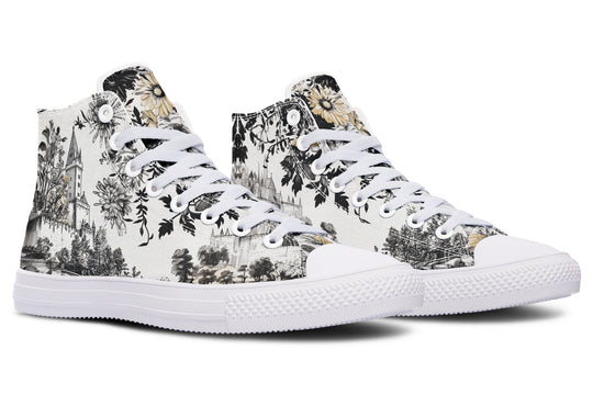 Castle in Bloom High Tops - Classic Premium Canvas Shoes with Comfortable and Durable Soles