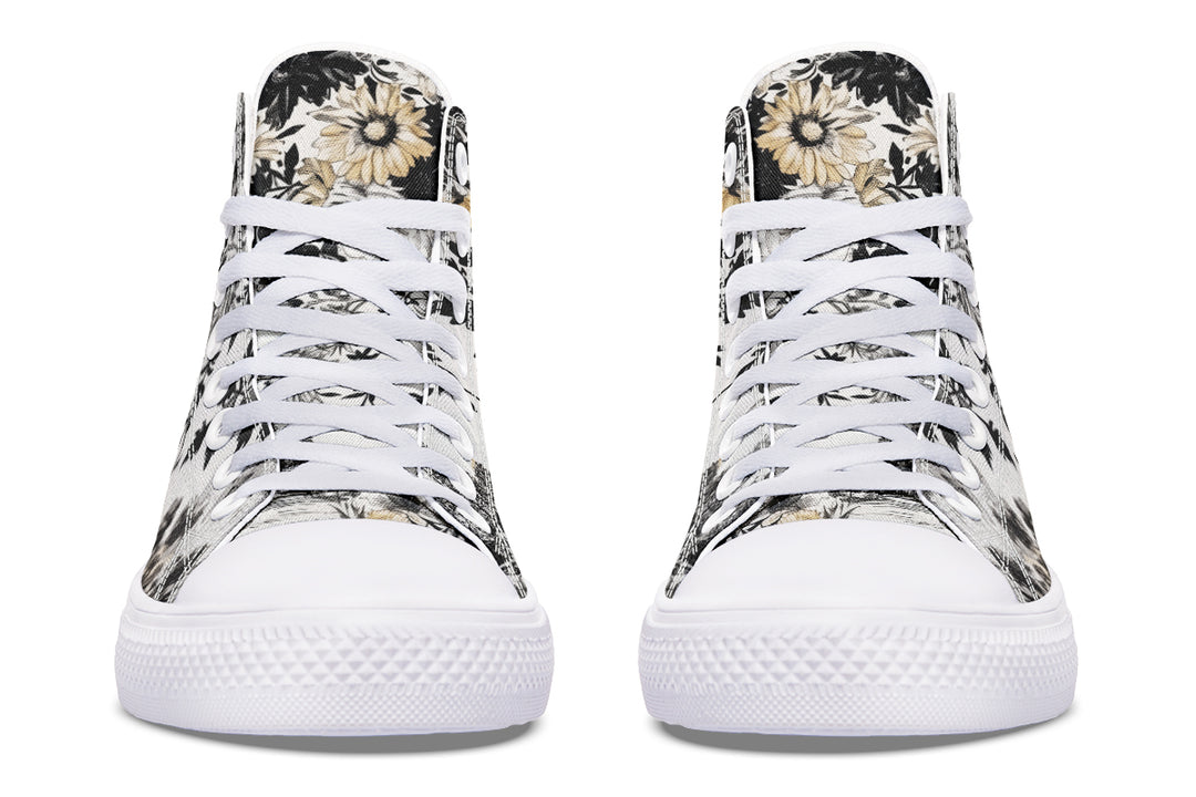 Castle in Bloom High Tops - Classic Premium Canvas Shoes with Comfortable and Durable Soles