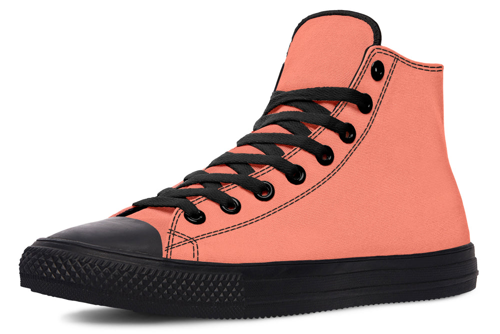 Coral Blush High Tops - Vegan High Top shoes Durable Canvas Sneakers Skate Shoes Unisex
