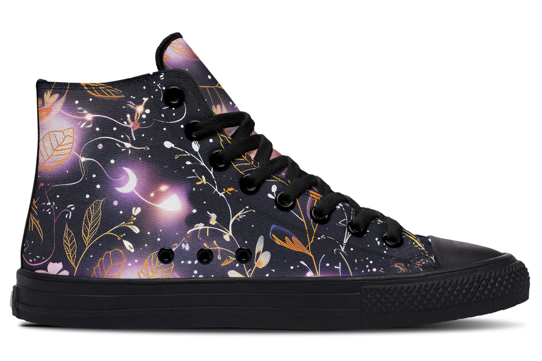 Cosmic Petals High Tops - Classic Premium Canvas Shoes with Comfortable and Durable Soles