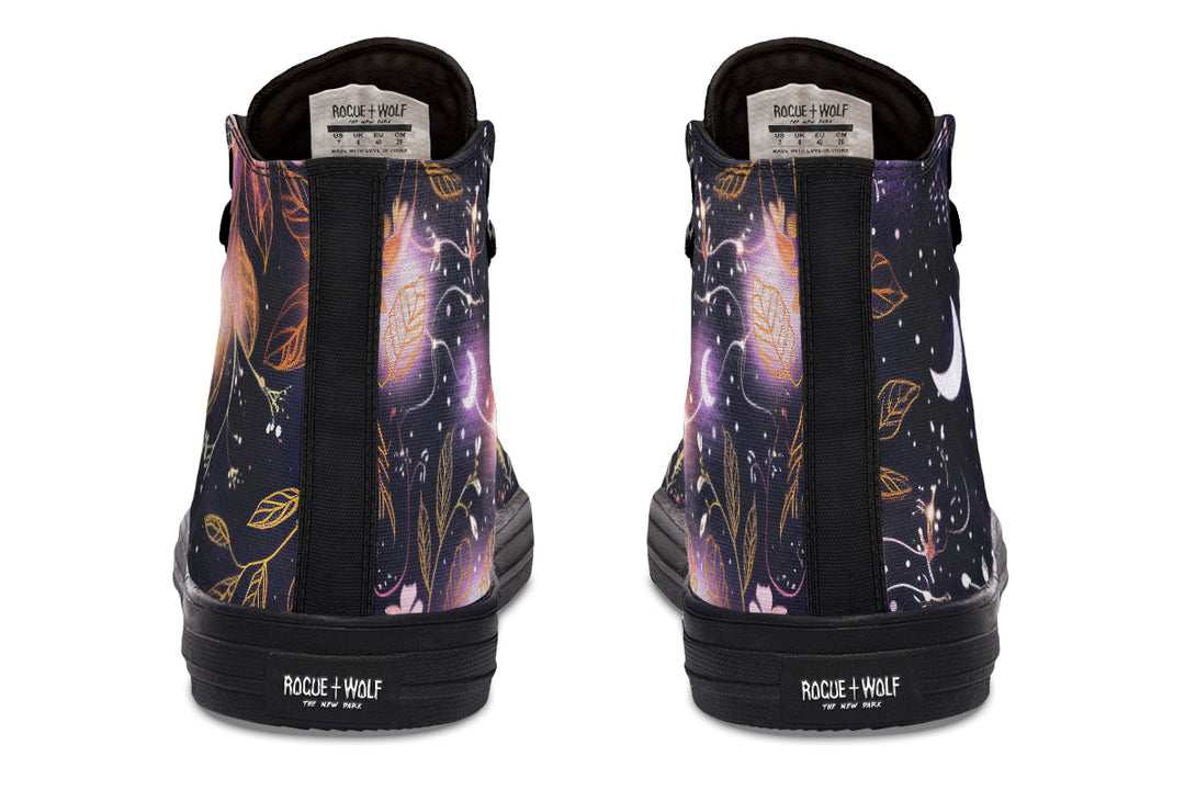 Cosmic Petals High Tops - Classic Premium Canvas Shoes with Comfortable and Durable Soles