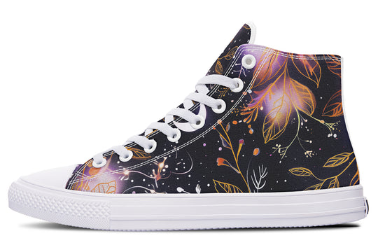 Cosmic Petals High Tops - Classic Premium Canvas Shoes with Comfortable and Durable Soles