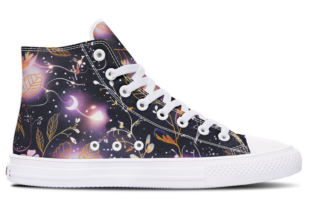 Cosmic Petals High Tops - Classic Premium Canvas Shoes with Comfortable and Durable Soles