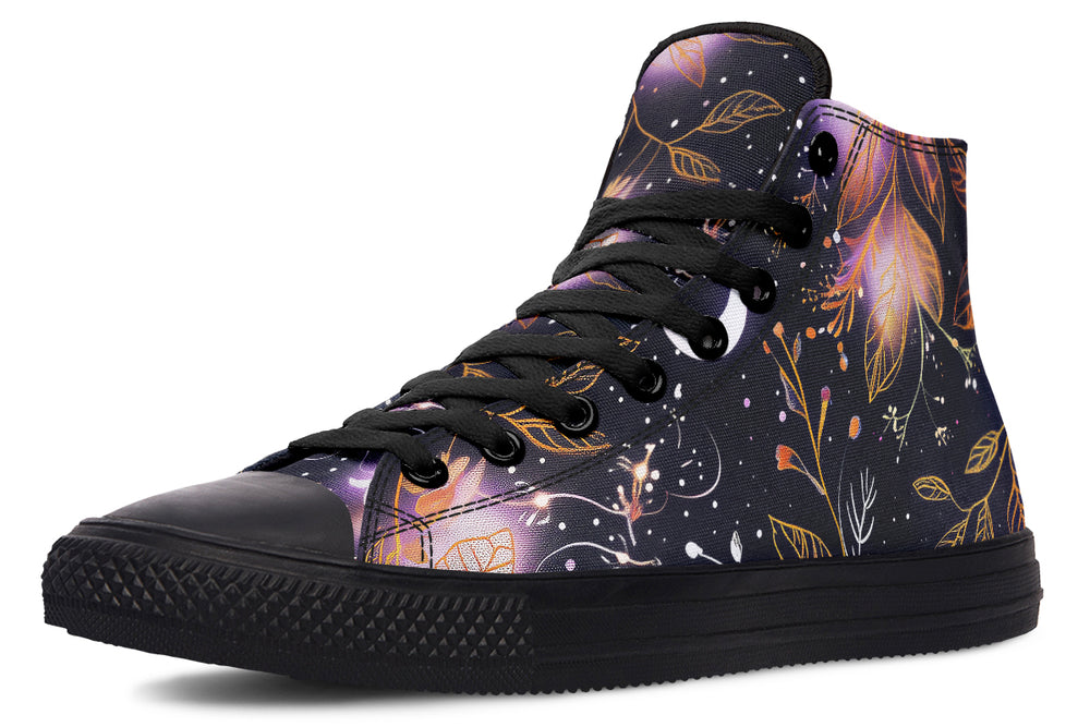 Cosmic Petals High Tops - Classic Premium Canvas Shoes with Comfortable and Durable Soles