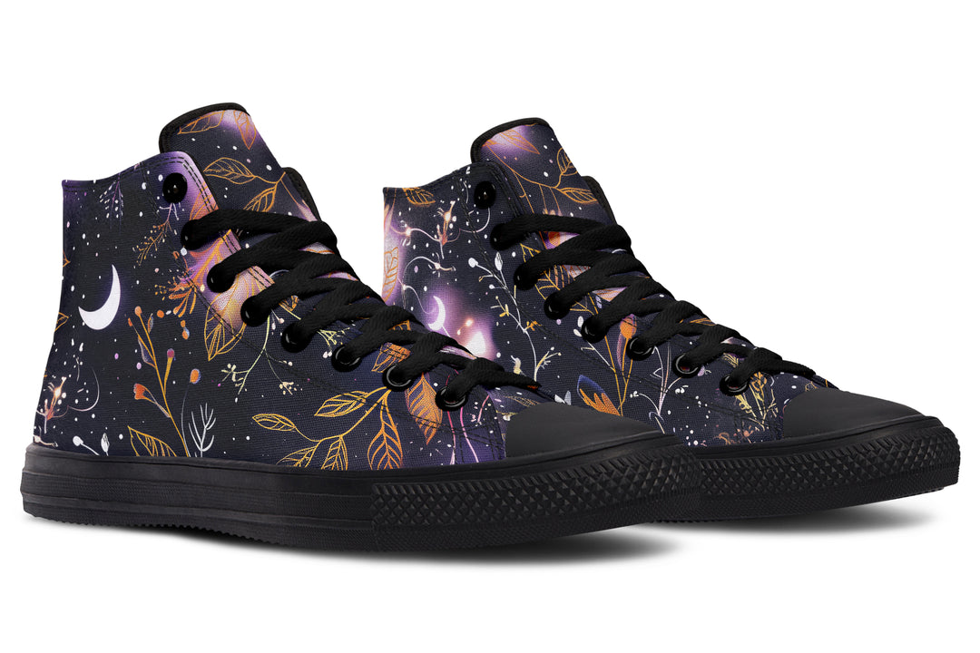 Cosmic Petals High Tops - Classic Premium Canvas Shoes with Comfortable and Durable Soles