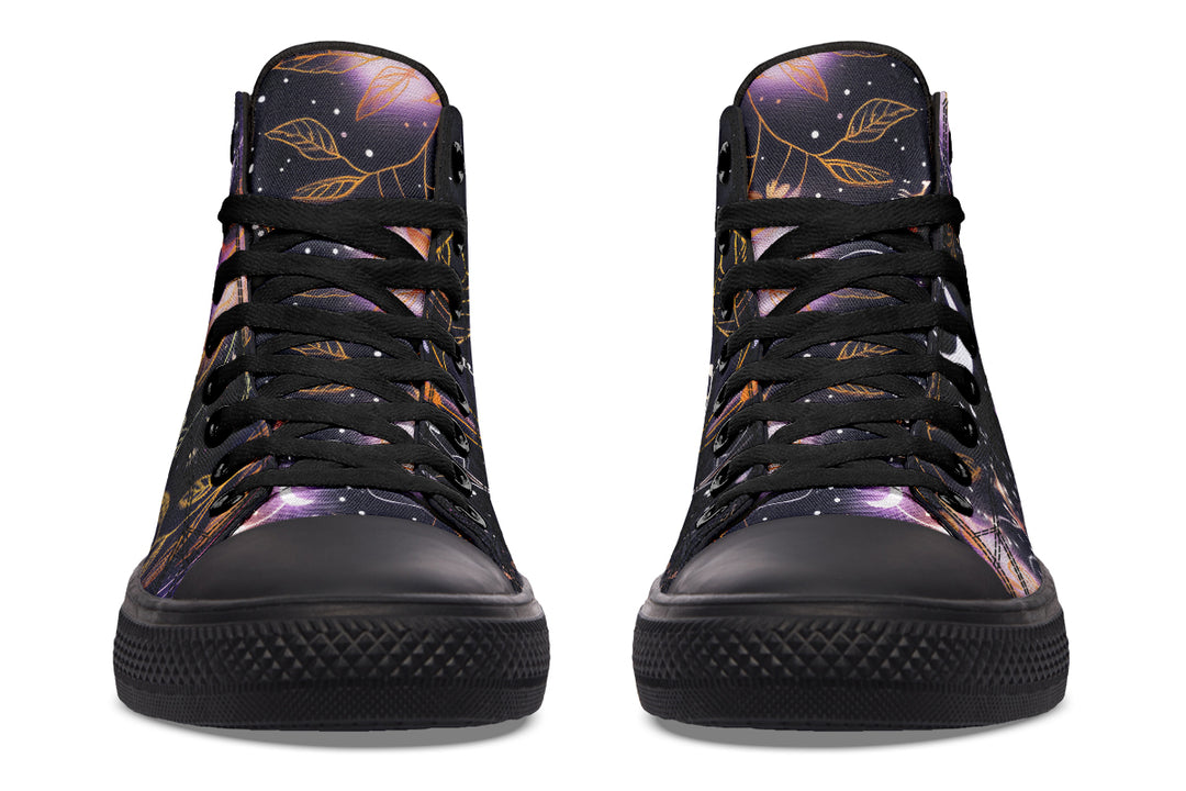 Cosmic Petals High Tops - Classic Premium Canvas Shoes with Comfortable and Durable Soles