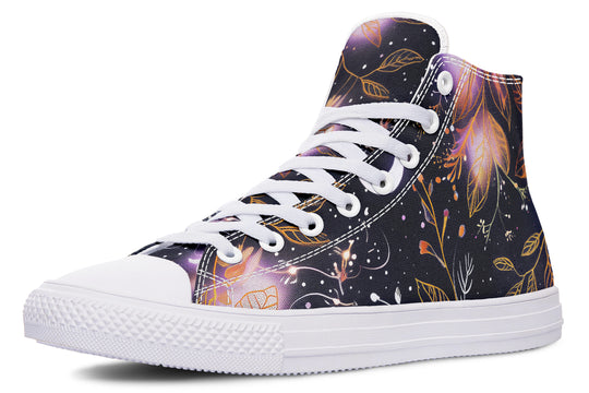 Cosmic Petals High Tops - Classic Premium Canvas Shoes with Comfortable and Durable Soles