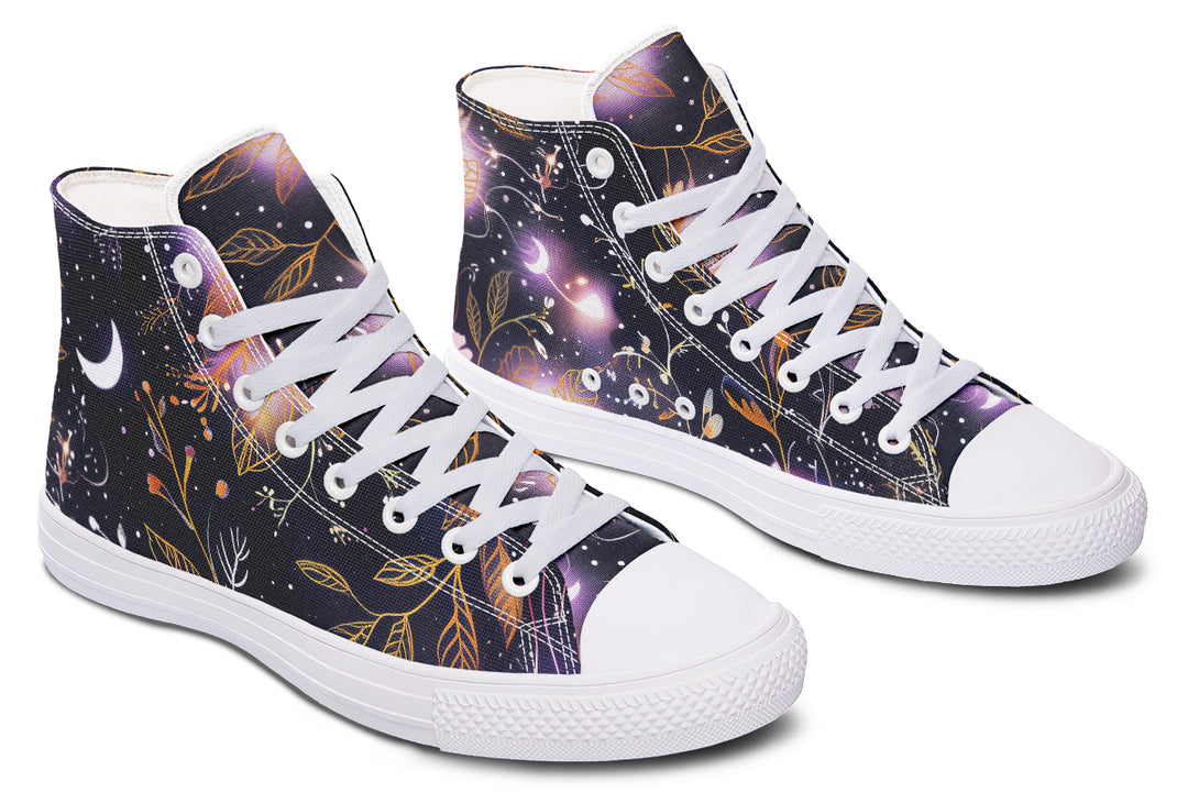 Cosmic Petals High Tops - Classic Premium Canvas Shoes with Comfortable and Durable Soles