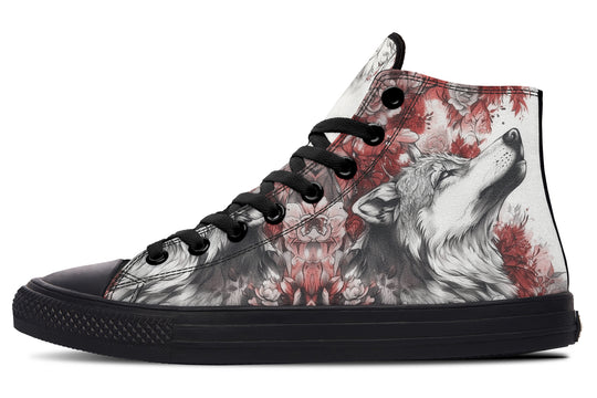 Crimson Wolf High Tops - Classic Premium Canvas Shoes with Comfortable and Durable Soles